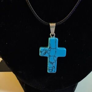 Elegant Turquoise Cross Pendant Necklace
